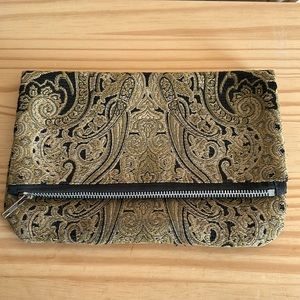 Handmade foldover zip clutch made from vintage tapestry
